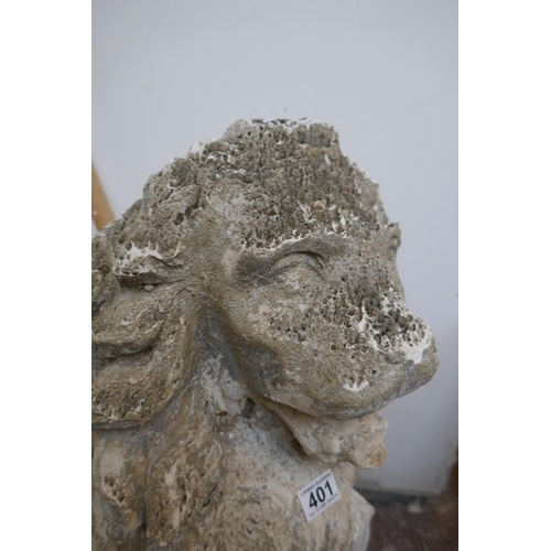 401 - Stone lion statue - Approx. height 85cm