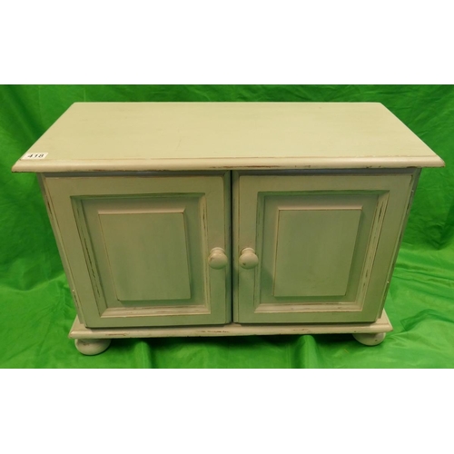 418 - Small duck-egg blue cupboard - Approx. size W:77cm D:34cm H:52cm