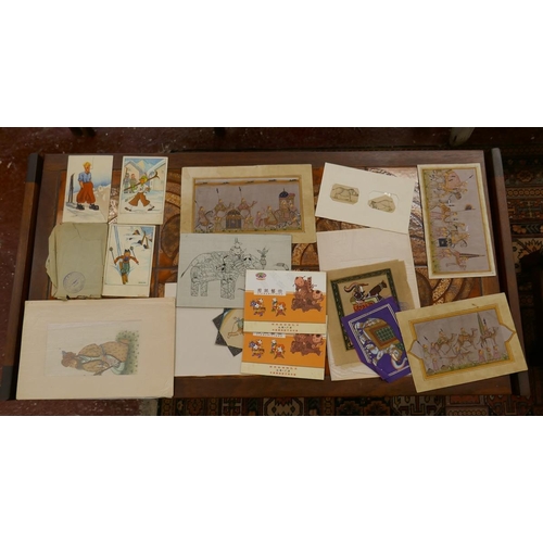 424 - Collection of hand painted Indian miniature watercolours