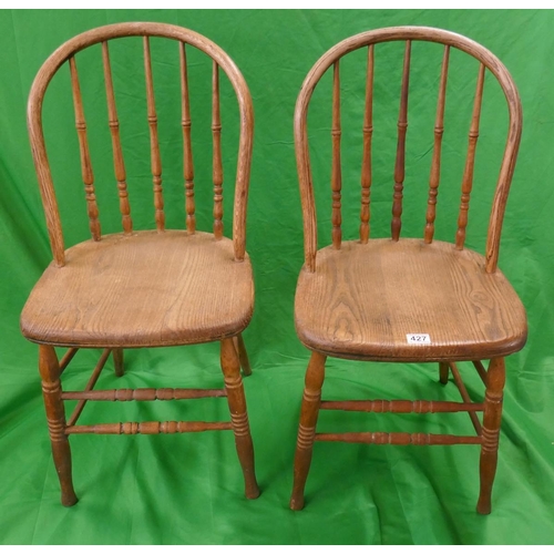 427 - Pair of Elm seated spindle back chairs