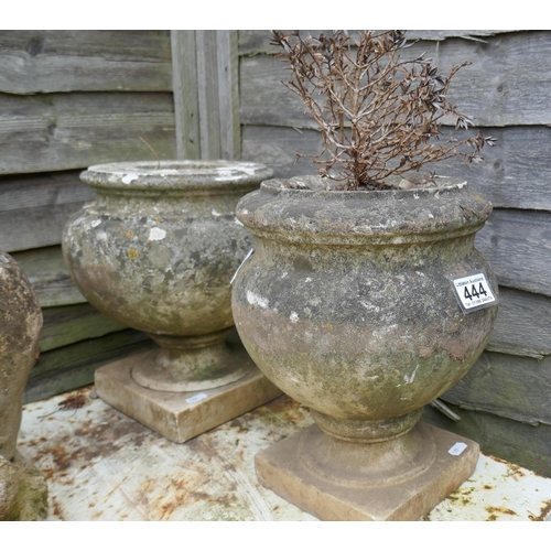 444 - Pair of stone urns