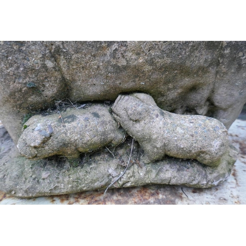 445 - Stone statue of pig & piglets