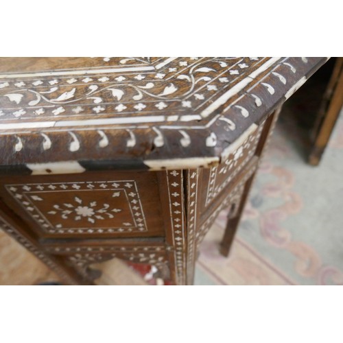 192 - Octagonal Indian occasional table inlaid - possibly ivory