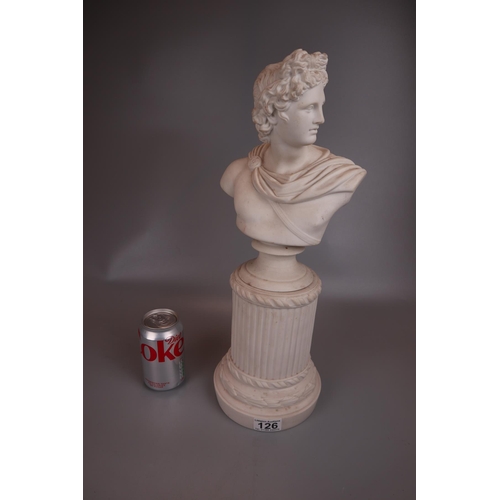 126 - Porcelain bust of Apollo on plinth - Approx height 46cm