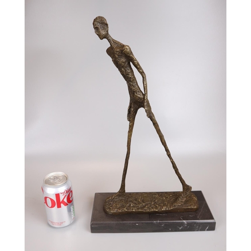 127 - Bronze stylised gentleman on marble base - Approx height 44cm