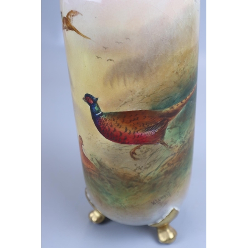 134 - Crown Devon pheasant vase signed W Longbardi - Approx height 27cm