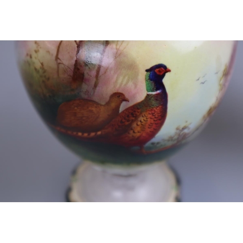 137 - Pair of Crown Devon pheasant vases signed J Coleman - Approx height 25cm A/F