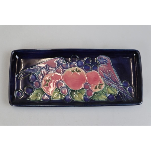 148 - Small Moorcroft tray - Bird & Fruit - Various imprinted & painted marks