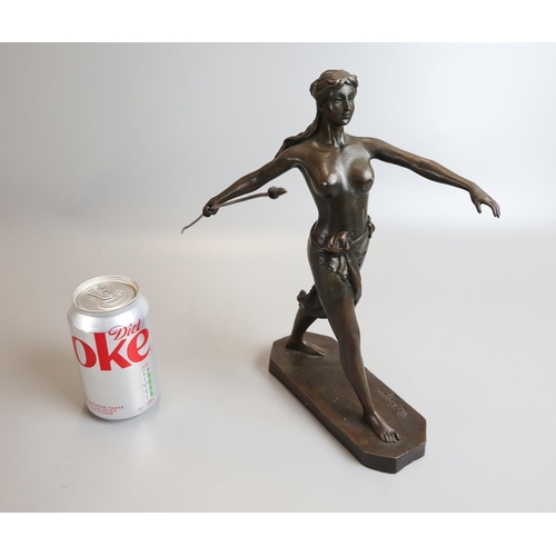 179 - Bronze nude with spear - Diana the Huntress - Approx 29cm - A/F