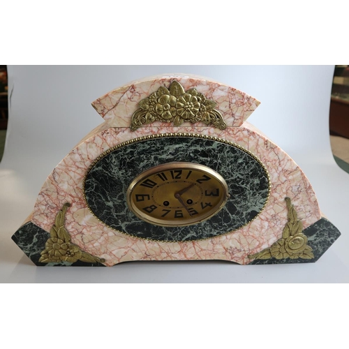 192 - Large Art Nouveau marble mantel clock