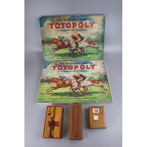 196 - Collection of vintage games to include original Totopoly game