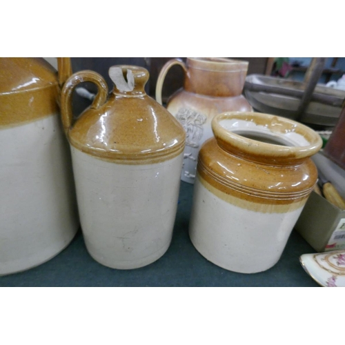 211 - Collection of earthenware to include Stratford upon Avon flagon