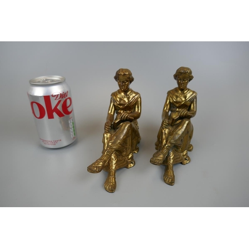 222 - Pair of brass figurines - Seated ladies