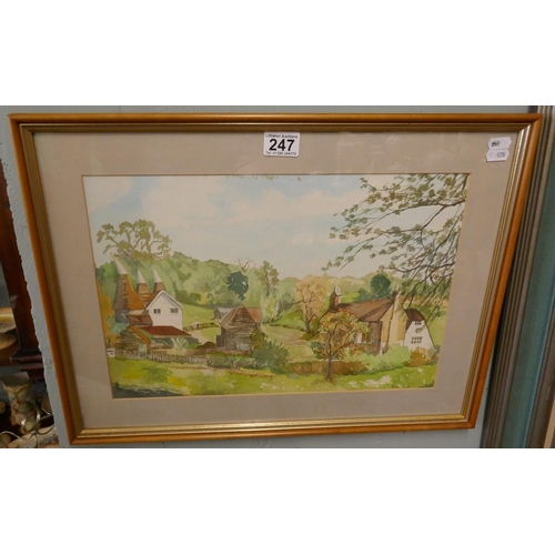 247 - Watercolour signed - B. W. Cook - Rural scene - Image size: 43cm x 28cm