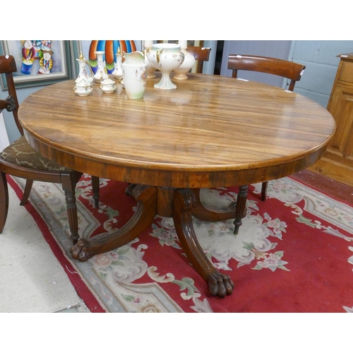 260 - Fine Regency mahogany round dining table - Approx D: 127cm x H: 72cm