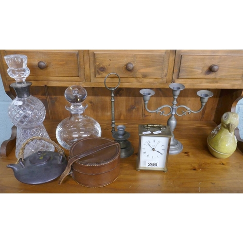 266 - Collectables to include silver topped heavy decanter & Dartington Crystal decanter together with... 