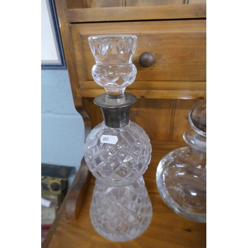 266 - Collectables to include silver topped heavy decanter & Dartington Crystal decanter together with... 