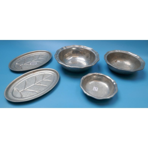 273 - 5 pieces of Columbia pewter