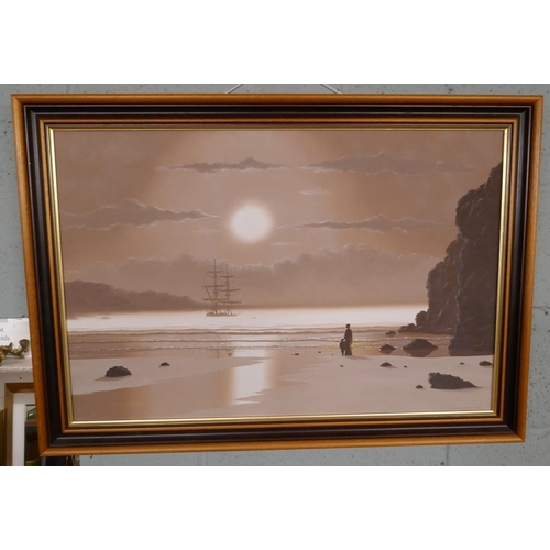 278 - Coastal scene oil on canvas signed Chris Bishop 1991 - Approx. IS: 75cm x 50cm