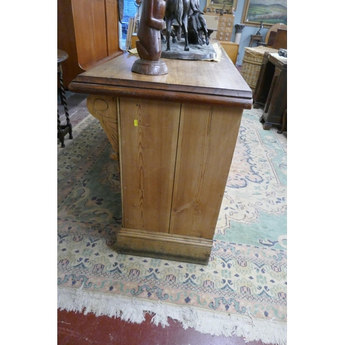 280 - Antique pine and mahogany topped haberdashery counter - Approx L: 214cm W: 63cm H: 92cm