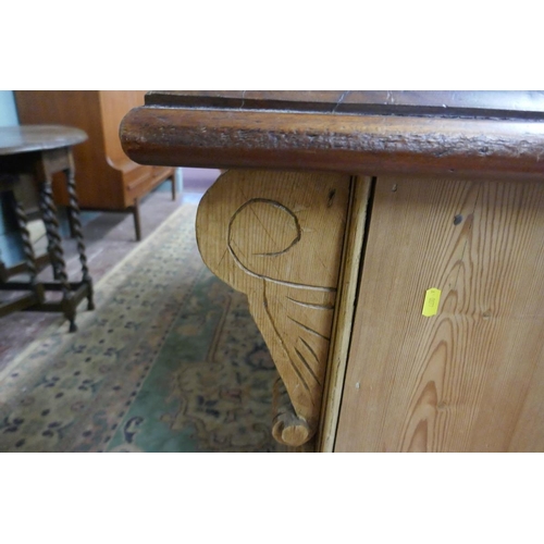 280 - Antique pine and mahogany topped haberdashery counter - Approx L: 214cm W: 63cm H: 92cm