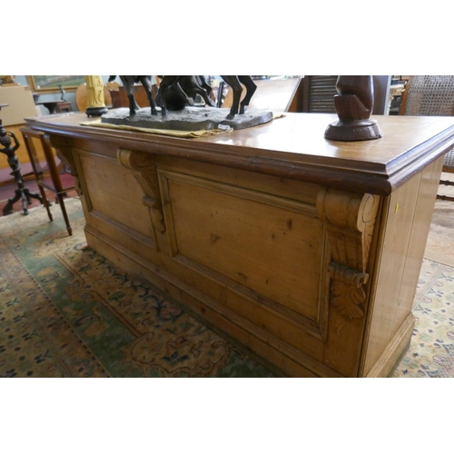 280 - Antique pine and mahogany topped haberdashery counter - Approx L: 214cm W: 63cm H: 92cm