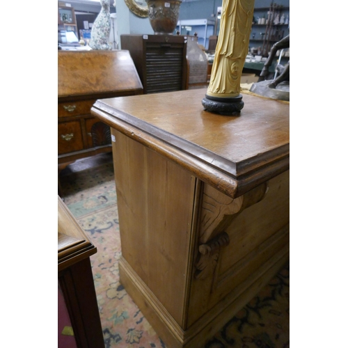 280 - Antique pine and mahogany topped haberdashery counter - Approx L: 214cm W: 63cm H: 92cm