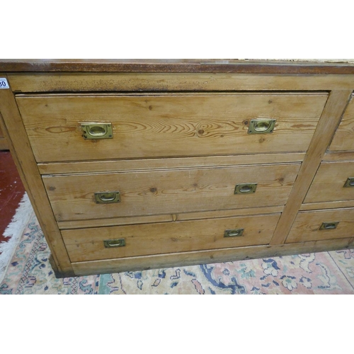 280 - Antique pine and mahogany topped haberdashery counter - Approx L: 214cm W: 63cm H: 92cm