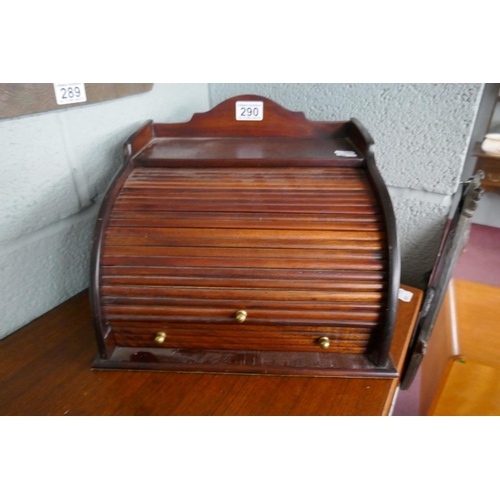 290 - Mahogany desk tidy with tambour front