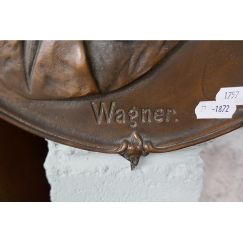 292 - 2 bronze wall plaques - Haydn & Wagner - Image size: 36cm x 49cm