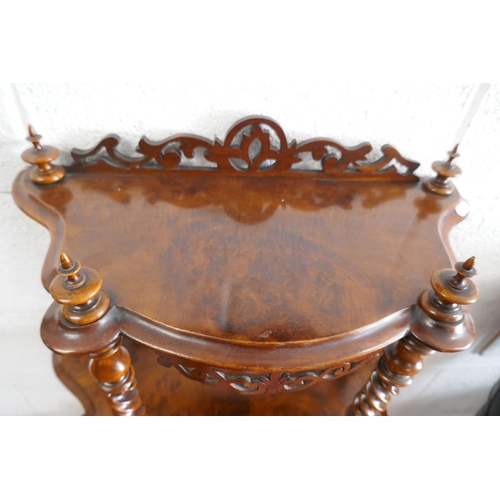 321 - Burr walnut Victorian whatnot - Approx height 124cm