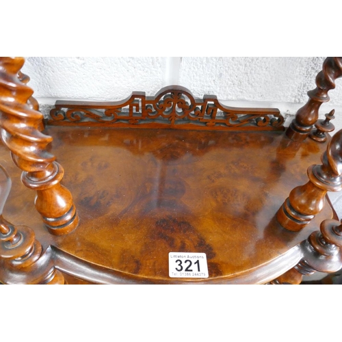 321 - Burr walnut Victorian whatnot - Approx height 124cm