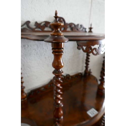 321 - Burr walnut Victorian whatnot - Approx height 124cm