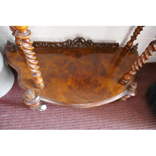 321 - Burr walnut Victorian whatnot - Approx height 124cm