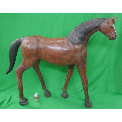 325 - Large Libertys of London style leather horse with some age - Approx L: 122cm H: 118cm