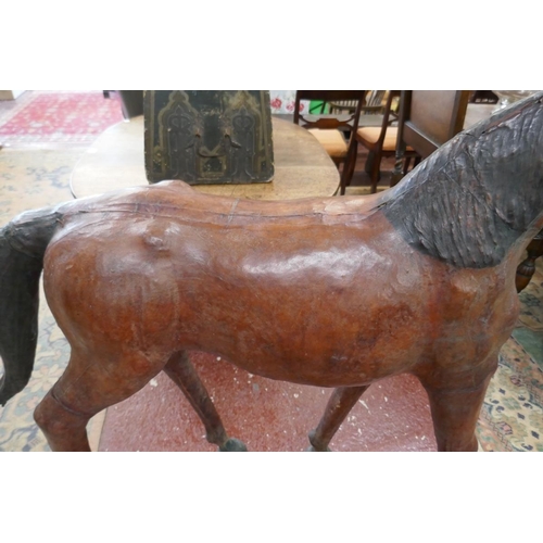 325 - Large Libertys of London style leather horse with some age - Approx L: 122cm H: 118cm