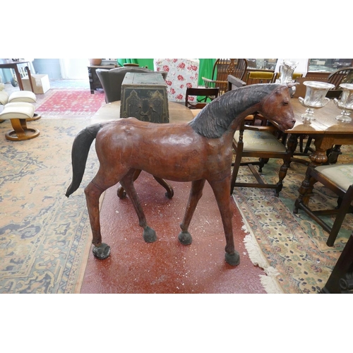 325 - Large Libertys of London style leather horse with some age - Approx L: 122cm H: 118cm