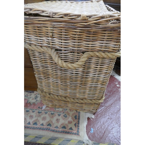 329 - Very large rope bound laundry basket - Approx L: 80cm W: 57cm H: 76cm