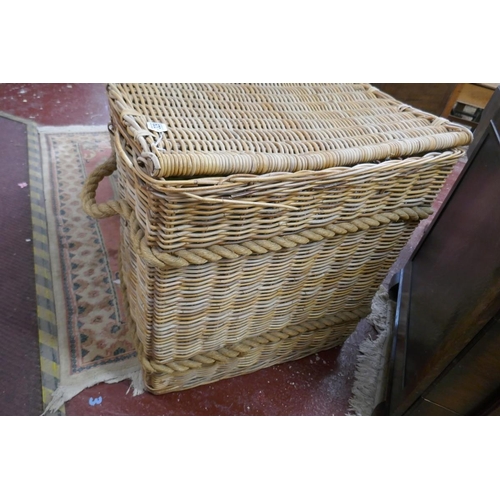 329 - Very large rope bound laundry basket - Approx L: 80cm W: 57cm H: 76cm