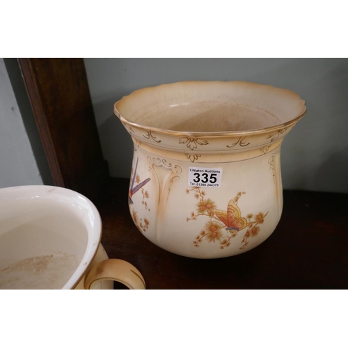 335 - Pair of Crown Ducal chamber pots and a jardenier