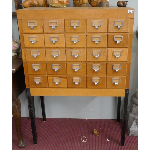 338 - Mid century bank of 25 drawers - Approx W: 86cm D: 42cm H: 124cm