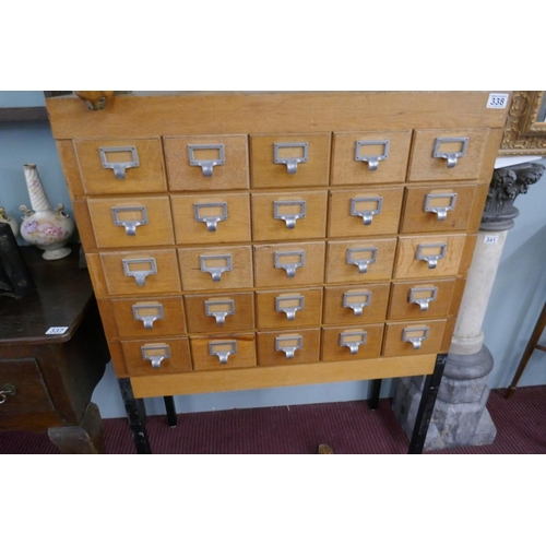 338 - Mid century bank of 25 drawers - Approx W: 86cm D: 42cm H: 124cm