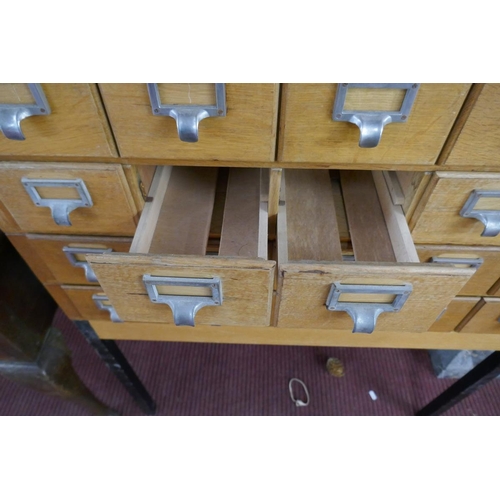 338 - Mid century bank of 25 drawers - Approx W: 86cm D: 42cm H: 124cm