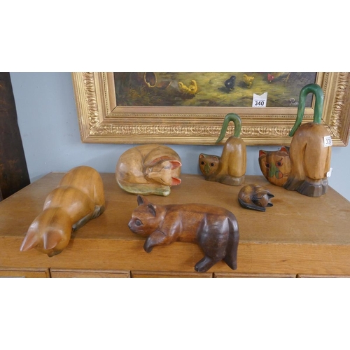 339 - Collection of wooden cats