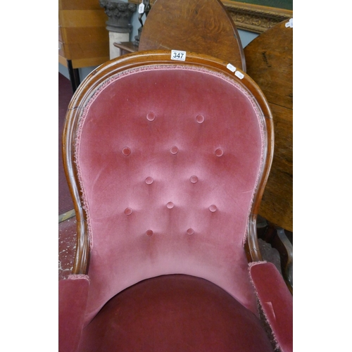 347 - Victorian button back armchair