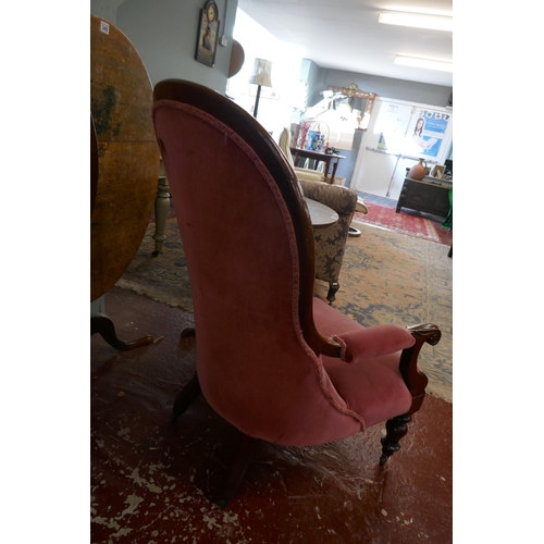 347 - Victorian button back armchair