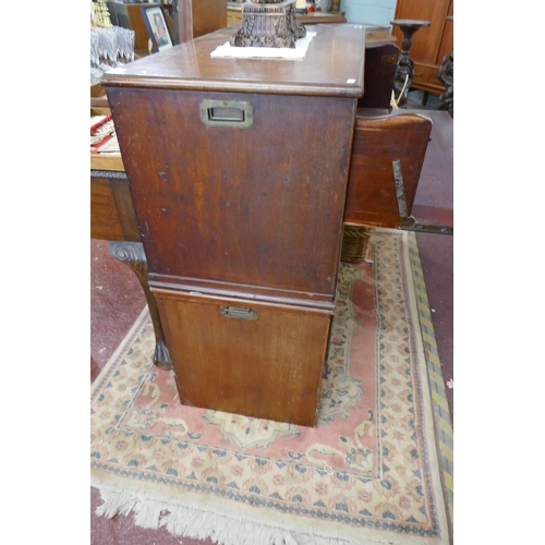 350 - Campaign chest with secretaire drawer - Approx W: 95cm D: 49cm H: 107cm