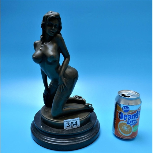 354 - Very erotic nude bronze on marble base - Approx. height 30cm