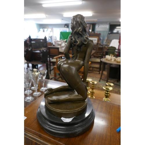 354 - Very erotic nude bronze on marble base - Approx. height 30cm