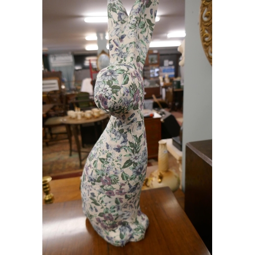 355 - Large floral rabbit figure - Approx height 49cm